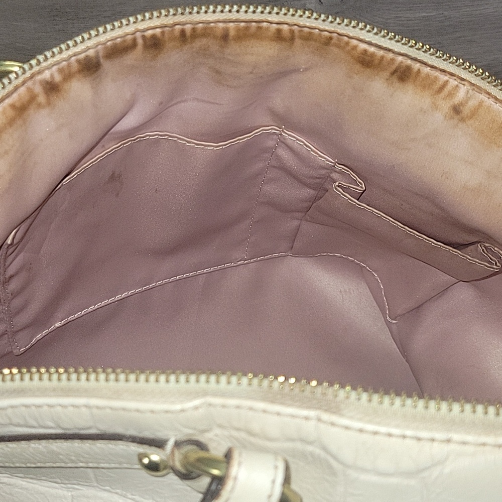 Coach Off-White Croc-Embossed Leather Top-Handle Satchel Crossbody Bag F23042 - Picture 11 of 16